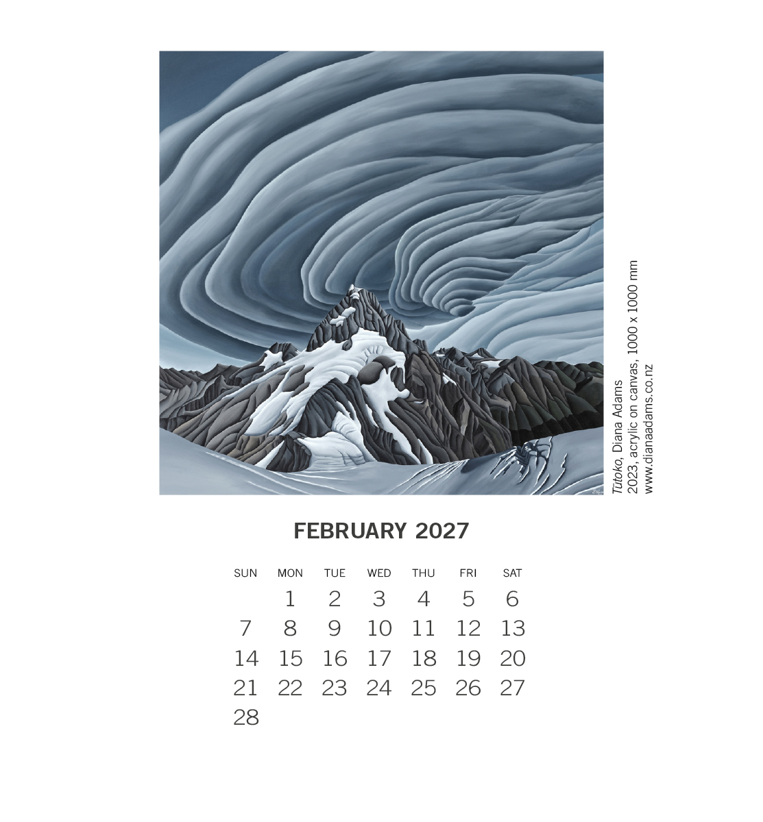 2027 The Landscape in Contemporary New Zealand Art Calendar, CD desk format - Image 3