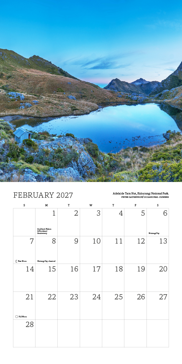 2027 New Zealand's Backcountry Huts Calendar - Image 3